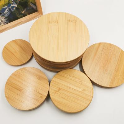 China Custom Color Child Safe Airtight Wooden Lid Bamboo Cover for Candle Jars for sale