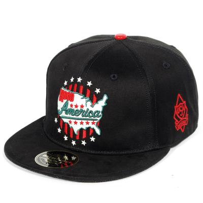 China COMMON Plastic Seven-eye Button Snap Back Hats Cotton Black Cool Embroidery Logo Hiphop Cap Snapback Hip Hop Hats for sale