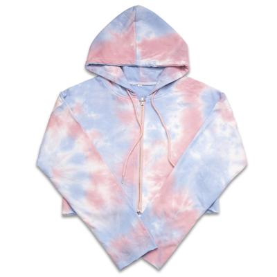 China Dama Anti-Shrink Custom Cotton Sudaderas Para Comfy Tie Dye Crop Top Hoodie Women for sale