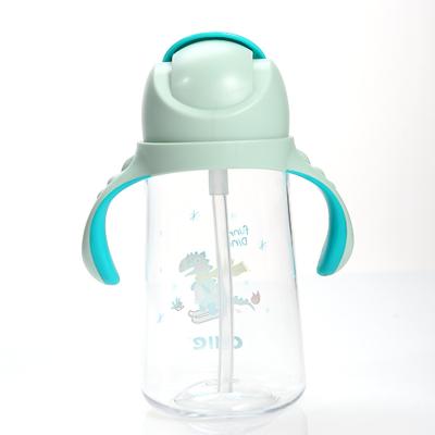 China 2021 Hot Selling Cheap Safety Tritan BPA Free Plastic Handle Viable Tie Straw Feeding Cute Children Water Plastic Bottles for sale