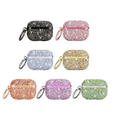 China Pro New Bling Glitter Diamonds Sparkle Rhinestone Rhinestone Protective Air Pods Cases With Hook Key Chain For Airpods Case Diamond Sparkle Luxury Designer For Apple Airpod Case for sale