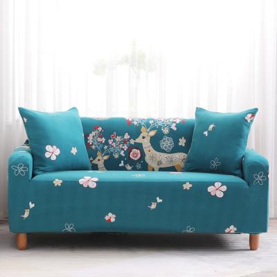 China New style modern pattern spandex fabric sofa cover slipcover baby room elastic cartoon printed double seat sofa cover for sale