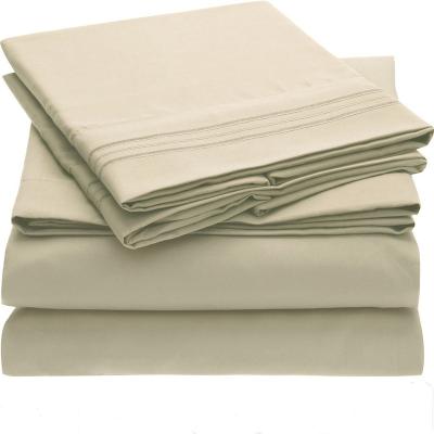 China 100% Polyester Modern Hotel Bedding Cotton Deep Pocket White Bed Sheet 4 Piece Sheet Set for sale