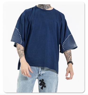 China Wholesale Price Breathable Spring Factory Embroidery Patterned Loose Top And Summer Pingtian Tianzhu Cotton Top T-shirt For Men for sale