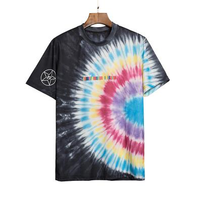 China High Quality Custom 100% Anti-wrinkle Summer Cotton Tie Dye Printed Casual Men's Short Sleeve Round Neck T-Shirts for sale