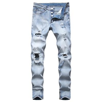 China Wholesale Custom Fit Logo Denim Pants Fashion Breathable Men's Washed Ripped Slim Men's Retro Jeans for sale