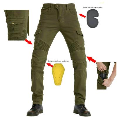 China 2021 New Multi-pocket Solid Color QUICK DRY Riding Jeans With Protective Gear Anti-drop Motorcycle Pants for sale