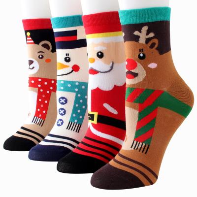 China Santa Claus Elk Antibacterial Snowman Knit Breathable Christmas Socks Cotton Cartoon Socks for sale