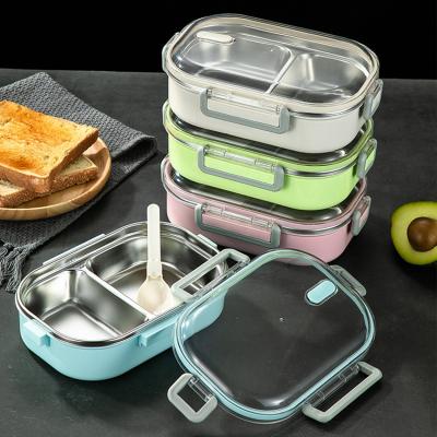 China Freshness Preservation 304 Stainless Steel Lunch Box Grids Bento Box With Handle Lunch Box For Camping for sale