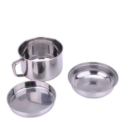 China Sustainable Round 304 Stainless Steel Double Layer Lunch Box Cup Snack Cup Insulated Noodle Divider Cup for sale