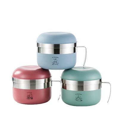 China Viable Manufacturing Mokadi Stainless Steel Lunch Cup With Kids Bento Lunch Box Thermal Serving Food Grid Mixing Instant Noodle Bowl for sale