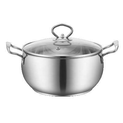 China Whole 201 Sustainable Luxury Stainless Steel Soup Pot With Binaural Lid Stainless Steel Glass Soup Pot Three Bottom Layers for sale