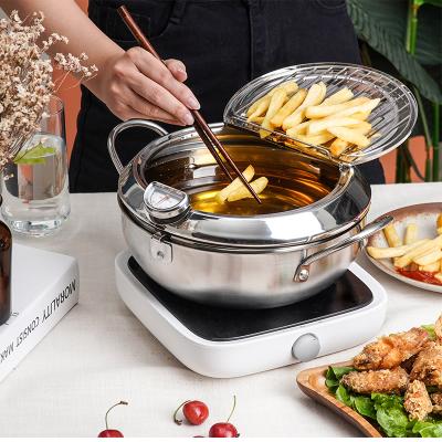 China Viable Tempura Deep Fryer Pot For Oil Cooking Stainless Steel High Deep Fryer Tempura Pot Set for sale