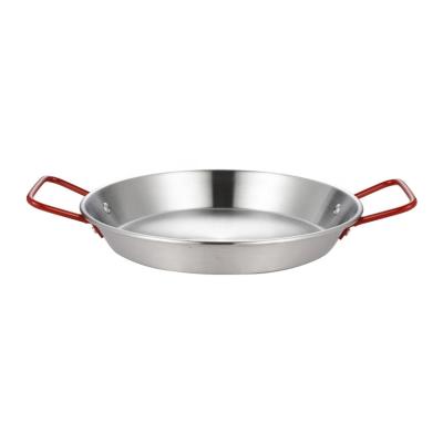 China Non Stick Non Stick Stainless Steel Stainless Steel Pan Stick 20cm-40cm Red Non Frying Seafood Paella Pan for sale