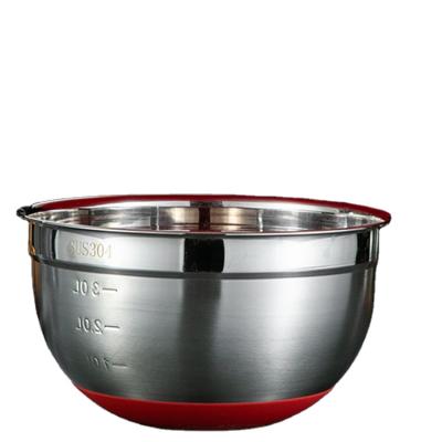 China Sustainable 304 Stainless Steel Salad Bowl With Multiple Color Silicone Lid Food Seasoning Bowls Round Salad Bowl for sale