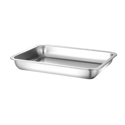 China Hard Deep Square Tray Rectangular Stainless Steel Dinner Plate Deep Plate BBQ Dish for sale