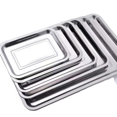 China Durable 410 Stainless Steel Rectangular Deep Serving Dish BBQ Baking Dish Buffet Trays for sale