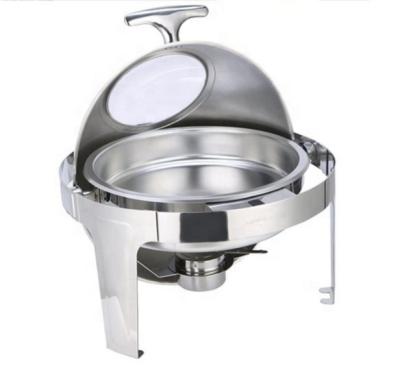 China Hotel Buffet Food Equipment Stainless Steel Round Chafing Dish Oven Buffet Catering Warmer Round Chafing Dish for sale