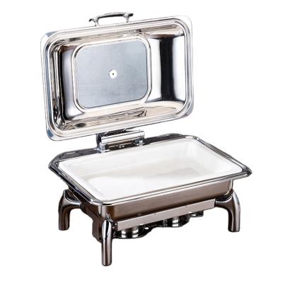 China 304#SUS+Ceramic shake trays alcohol heating food warmer beetles stainless steel rectangular chafing dish for sale for sale