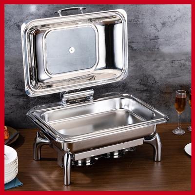 China Rectangular luxury 304 stainless steel hotel restaurant equipment food warmer chafing dish shake other hotel and restaurant supplies for sale