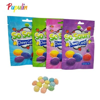 China Normal Rainbow sour chewy candy OEM factory halal sour candy in bag fruit flavor candy for sale