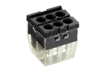 China 400V 16A 6 Pole Junction Box Push Wire Connectors Black for sale