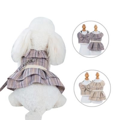 China OEM Sustainable Bowknot Luxury Soft Small Dog Harness Dress With Leash for sale