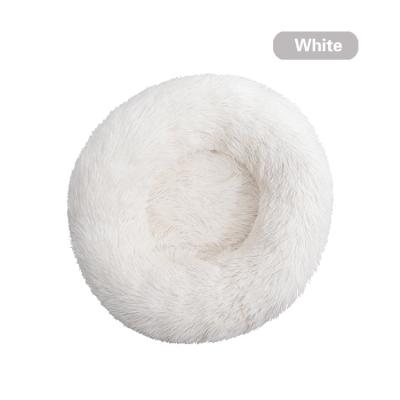 China Best Waterproof Custom Washable Round Faux Fur Long Fur Pet Bed Removable Anti-Skid Maker Outdoor Cat Dog Bed for sale