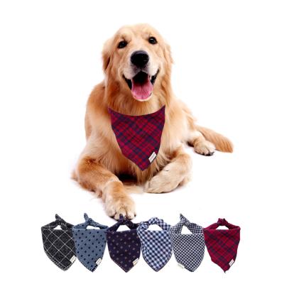 China Factory Stocked Custom Design Printed Pet Plaid Dog Collar Bandana for sale