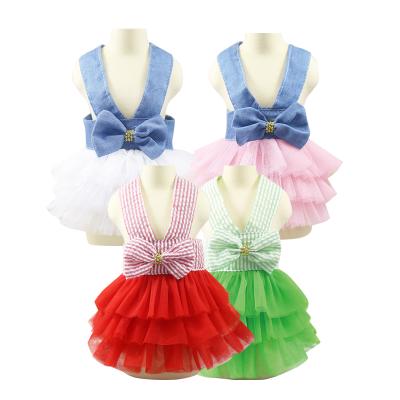 China Super Cute Viable Low Price Pet Bow Princess Dress Summer Dog Apparel Vest for sale