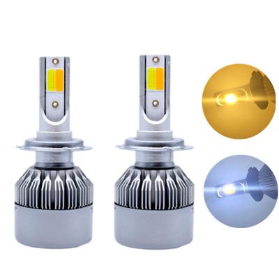 China Double color aluminum alloy LED C6 COB LED CAR h4 led headlight h7 head light for car for sale