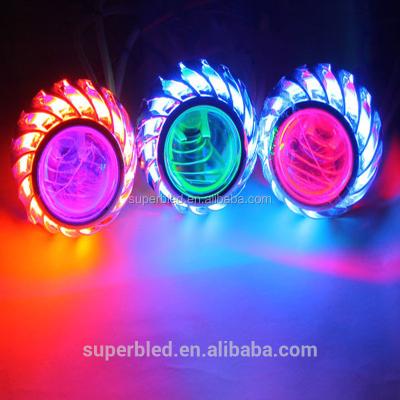 China Low Xenon Bulbs HID Bi--Devil Eyes Motorcycle LED Headlight Projector Lens Light Angel Headlights Led Devil Eyes Car Lights SPB2015LI for sale