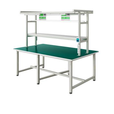 China Anti-static Custom Lab Adjustable Stander Electronic Esd Workbench Assembly Line Table With Tool Carts for sale