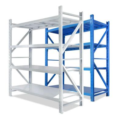 China Corrosion Protection Industrial Adjustable Storage Stacking Racks Pallet Steel Warehouse Shelves Galvanized Light Duty Shelf for sale