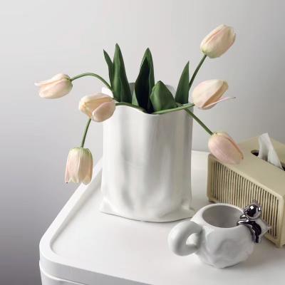 China Modern Dry Flower Silver Ceramic Vase Creative Plated Soft Decoration for sale