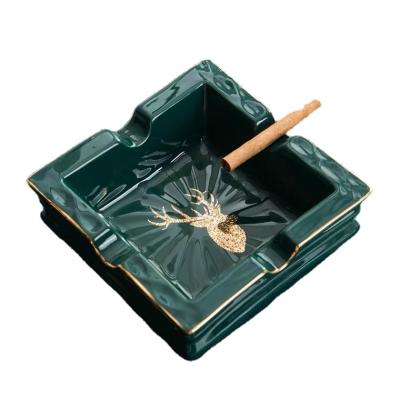 China Ceramic Viable Creative Home Ashtray Personality Style Square Cigar Ashtray for sale