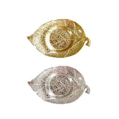 China Sustainable Nordic Leaf Shaped Gold And Silver Metal Middle Eastern Arabian Coasters for sale