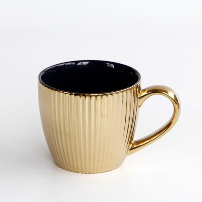 China Sustainable European Modern Gold Ion Ceramic High Grade Gold Plated Nordic Style Mug for sale