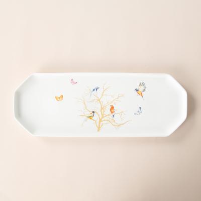 China Durable Matte Home Dessert Cake Tray Japanese Anise Star Painting Ceramic Sushi Dish for sale