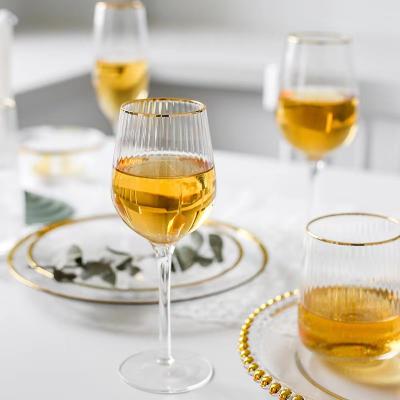 China Wholesale modern sale gold rim household wine glass single champagne wine goblet glass for sale