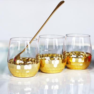 China Reusable handmade honeycomb stemless gold plated wine glasses made to order wholesale viable for sale