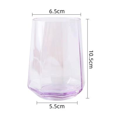 China Viable Octagonal Geometric Shell Glass Purple Color Ins Juice Gold Rim Glass for sale