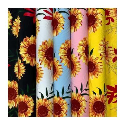 China Wholesale Pure Soft Chiffon Sunflower Pattern Digital Print Super Soft 100% Hawaiian Fabric for sale