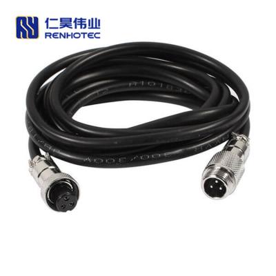 China Aviation / Automotive / Industry / GX12 Sensor Aviator Keyboard Cable 3pin Male To Female Dual Ended Cable Cordset for sale