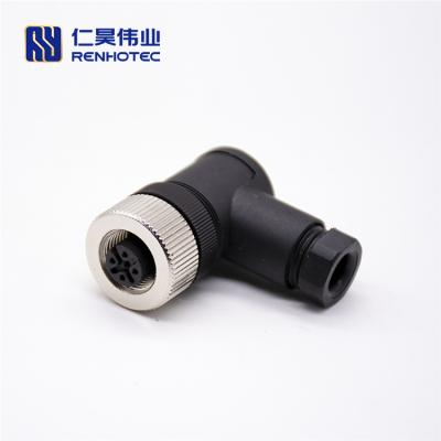 China Solder/Srew - M12 Common Cable Connector 5pin Female Connector A Coded Angled Plastic Field Wireable Electrical Plug for sale