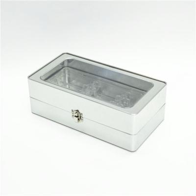 China Tea Rectangular Tin Box, W/Hinge Pet Window On Lid,Roll In Edge For Lid Base Each Box Bottom Can Be Stackable. for sale