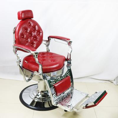 China Comfortable Antique Extended Barber Chair Red Color for Man for sale