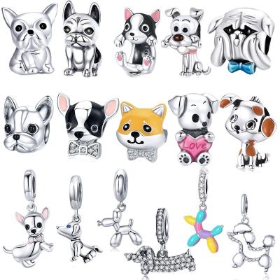 China The Other Sterling Silver Dog Pet Beaded Original Cartoon Animal Dog Charm Bracelet Beads For Pandora Bracelets for sale