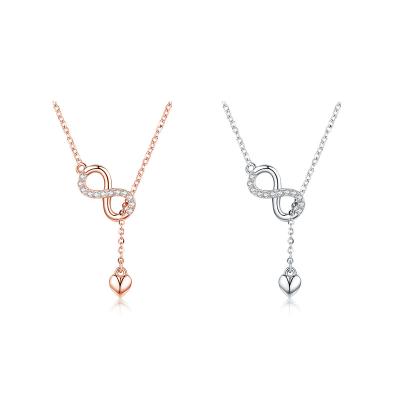 China Rose Gold Vintage Clavicle Chain Fashion Micro-ZIRCON Pendant Jewelry S925 Silver Infinity Necklace Women's Necklace New for sale