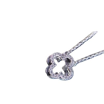 China Silver Vintage S925 Four Leaf Clover Clavicle Chain Fashion Micro Diamond Pendant Necklace Women's 18K Jewelry New for sale